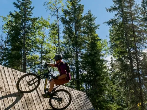 Biking in a skills park in Hinton Alberta