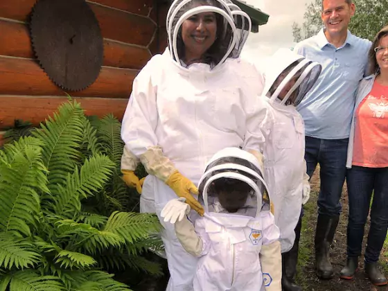 A family prepared for beekeeping in Lac La Biche