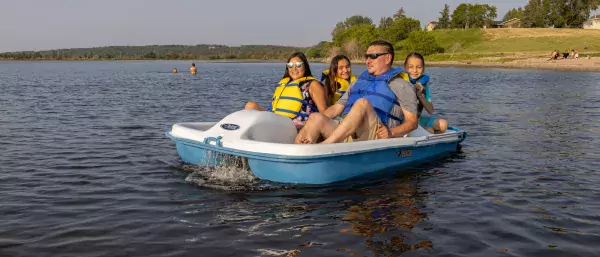 Family pedalboat fun on Lac La Biche, AB.