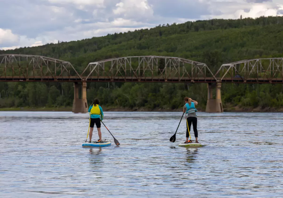 Paddling down the Athabasca River from Centennial Park, Athabasca, AB.
