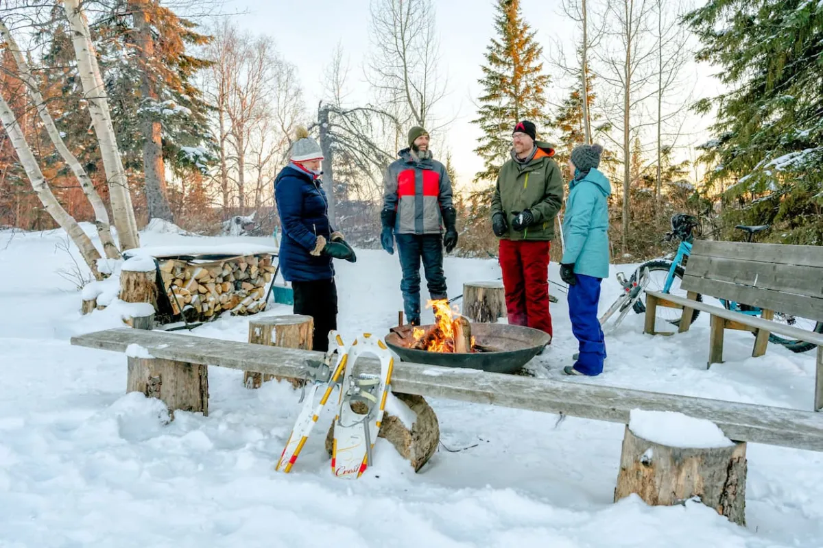 Drayton Valley Alberta ABWays2Winter Snowshoeing Bonfire Fatbiking Eagle Point 