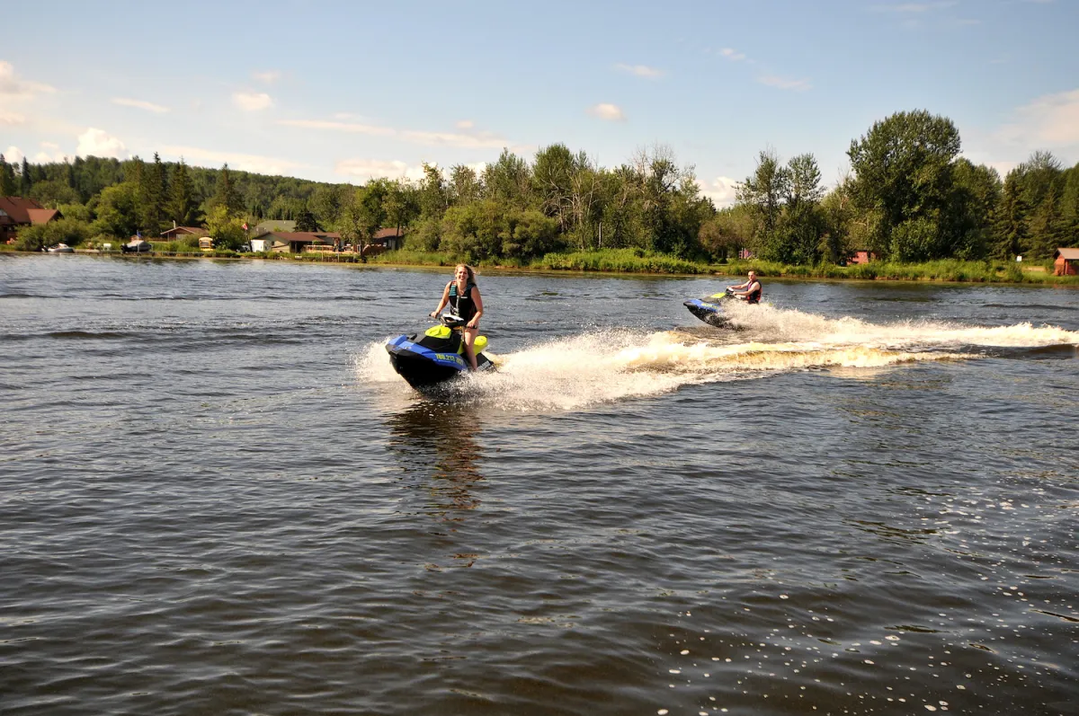 A person on a jet ski on the lake in Athabasca