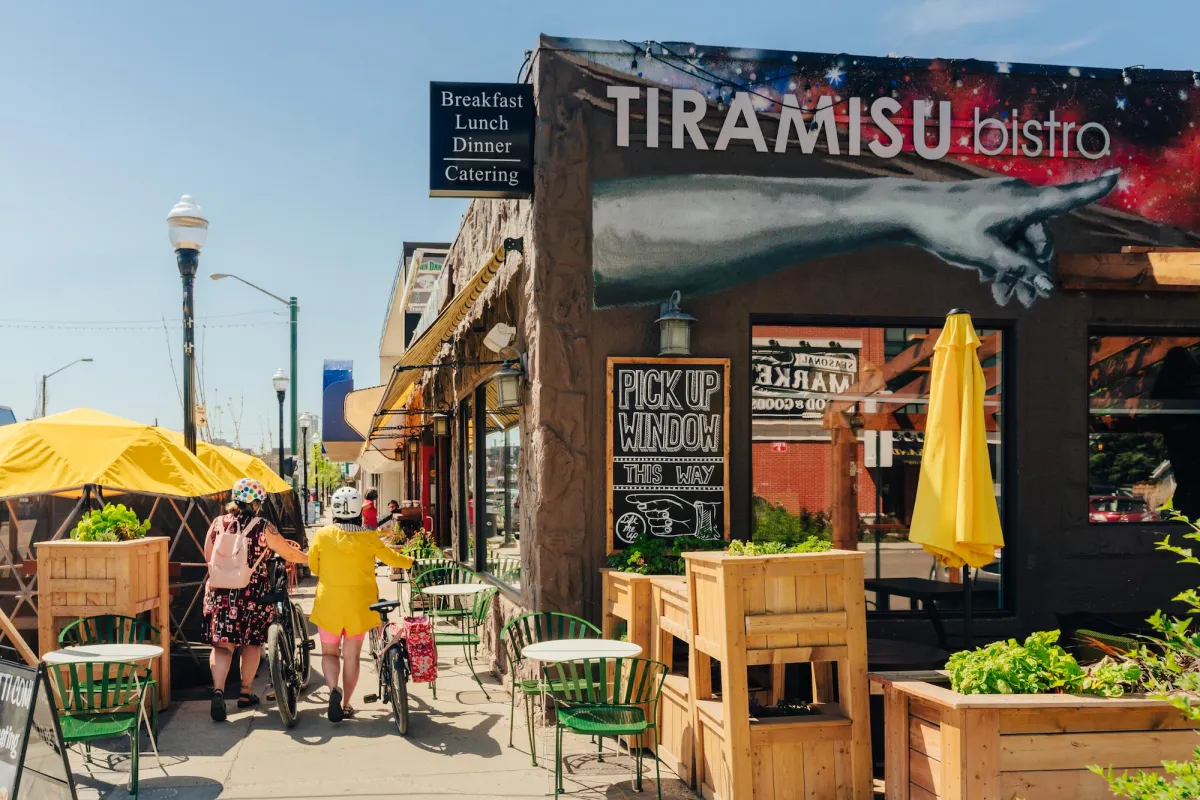 Riding up to Tiramisu Bistro, Edmonton, AB.