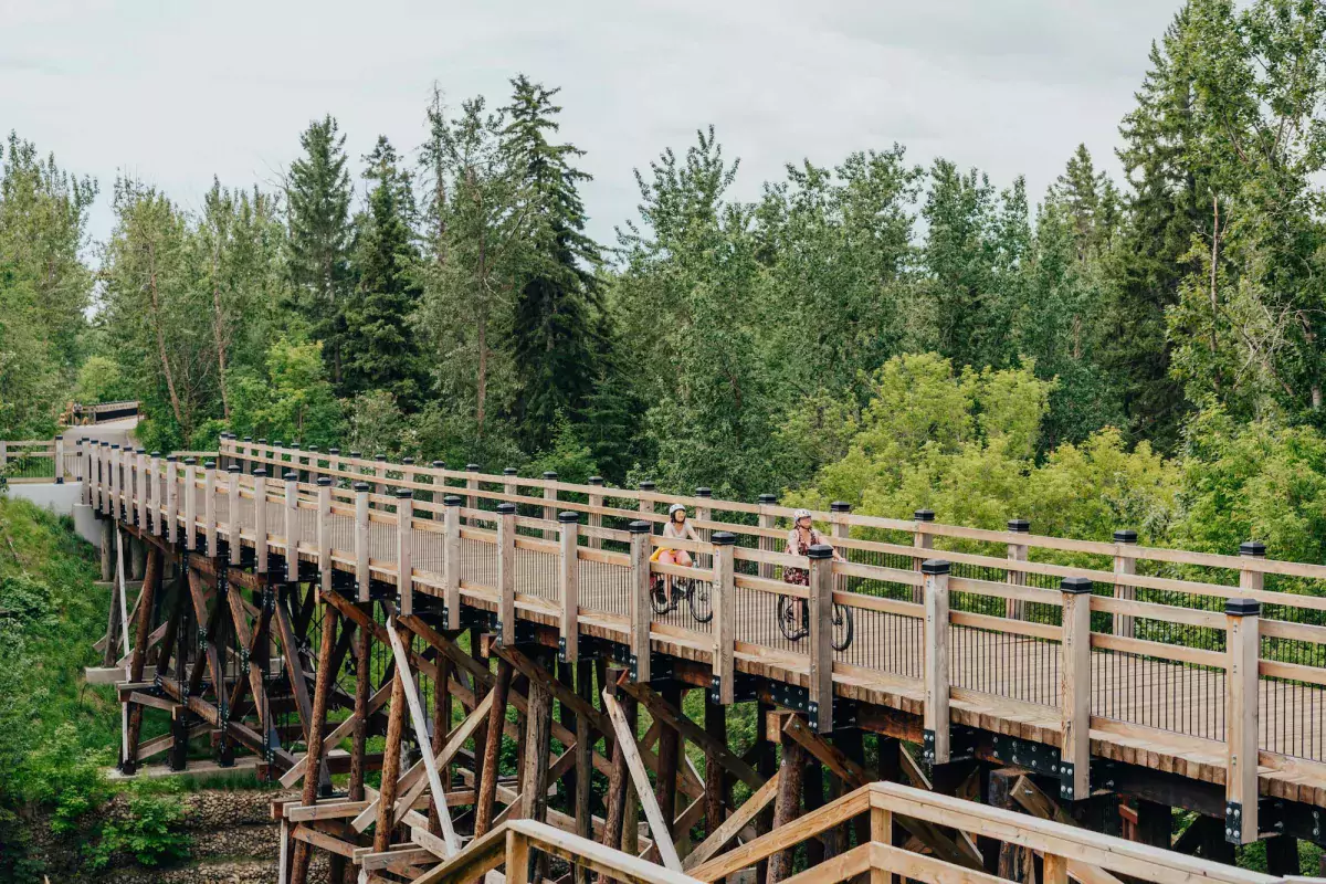 Mill Creek Ravine trestle bridge on cycle path, Edmonton, AB.