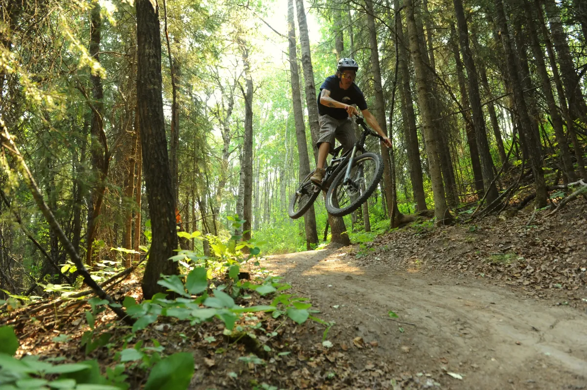 Hucking into South Bear Creek trails, Grande Prairie, AB.