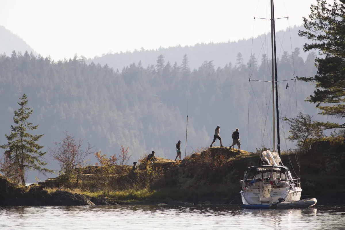 A hike from a sail boat on Harmony Islands on the Sunshine Coast British Columbia. Photo by Albert Normandin