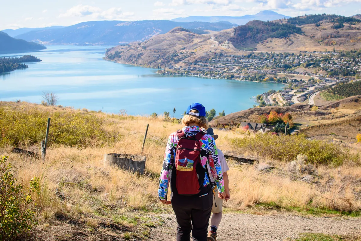 Hiking Middleton Mountain, Kalamalka Lake below.