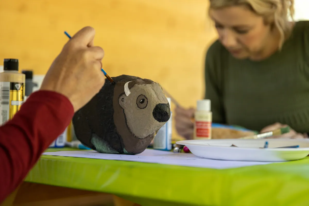 Painting value rocks at Hideaway Adventure Grounds, Lac La Biche County, AB.