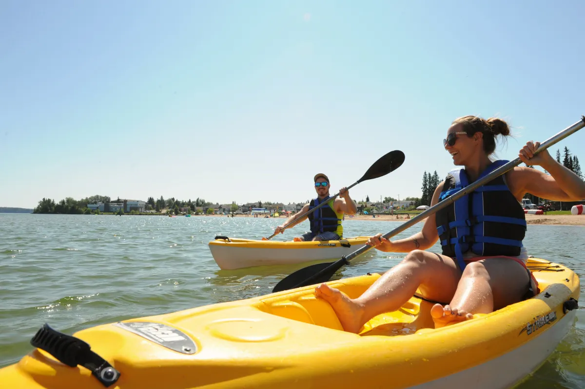 Kayaking with Wicked Watersport Rentals at Cold Lake, AB.