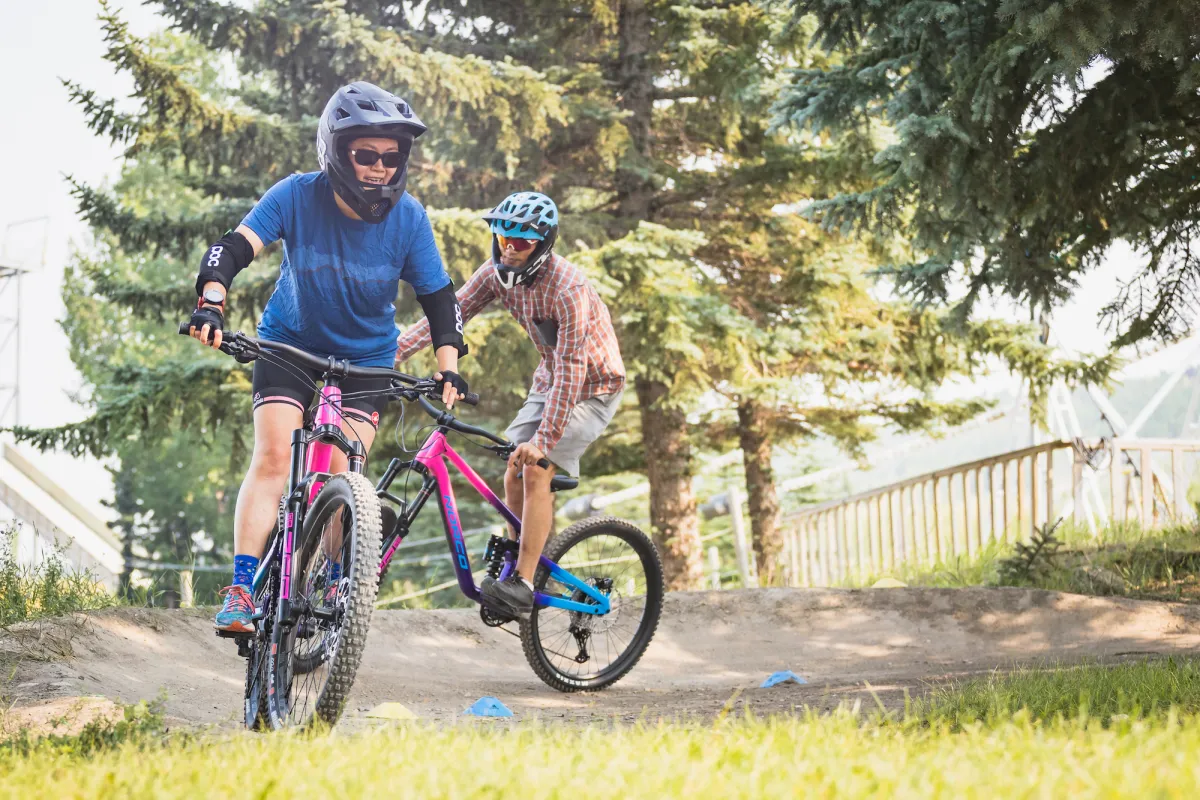 Biking a green trail, Winsport, Calgary AB.