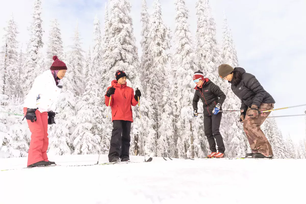 Cross-country ski lesson at Sovereign Lakes Nordic Centre, Vernon BC