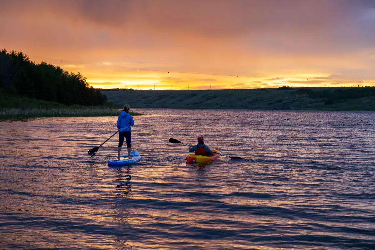 Paddling into the sunset at Vermilion Provincial Park.
