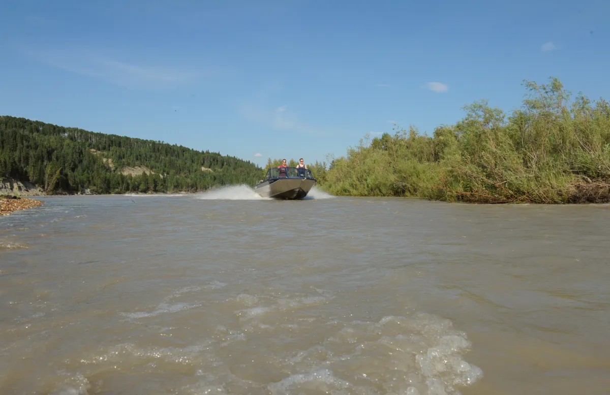 Riverboating on Athabasca River, Whitecourt AB.