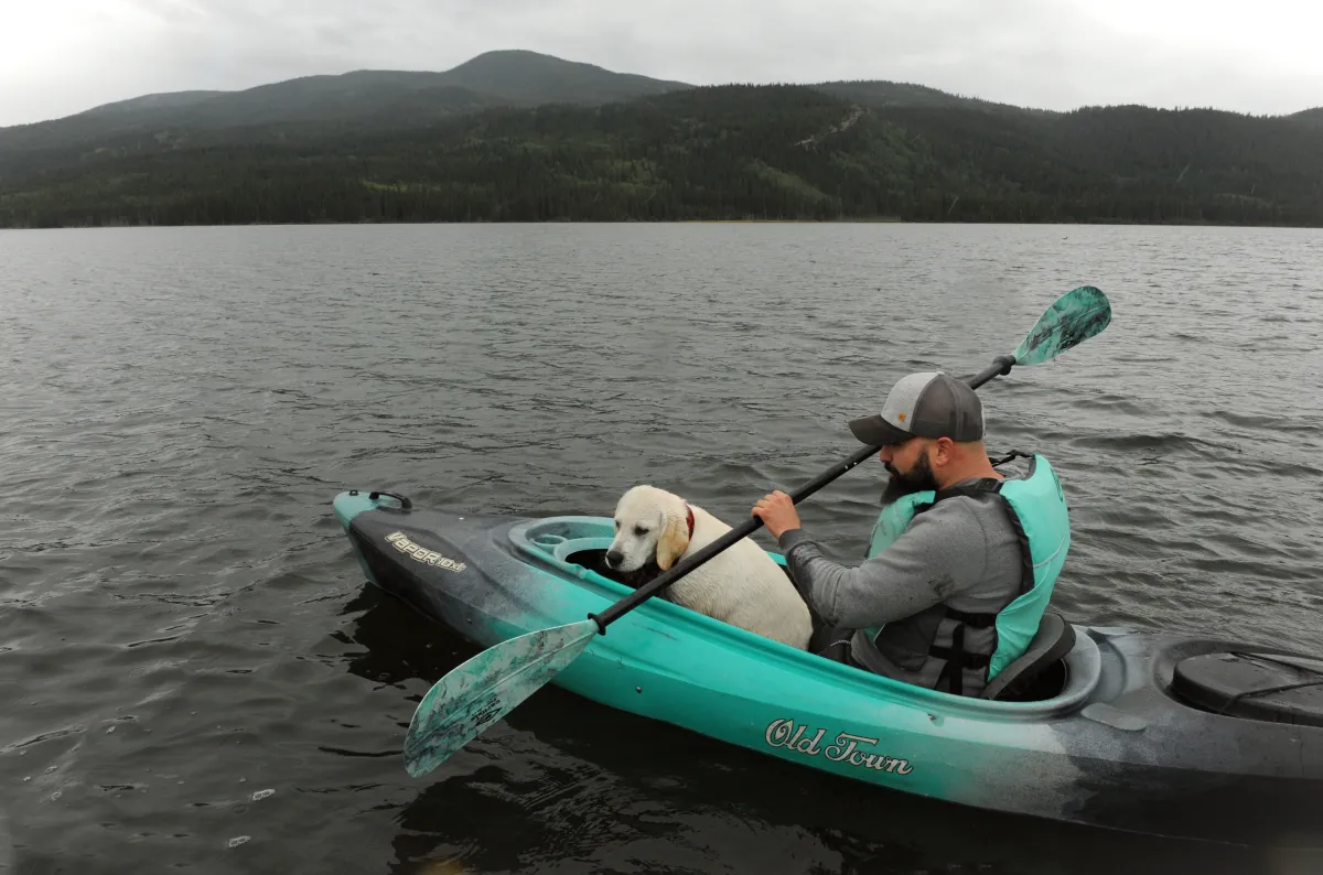 Kayaking at Grande Cache Lake.