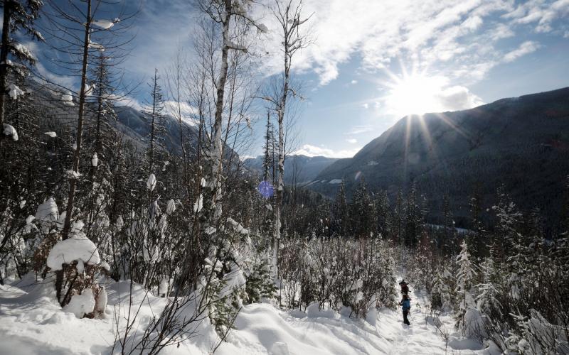 Soak in Winter - Snowshoeing near Nakusp, BC, Kyle Hamilton