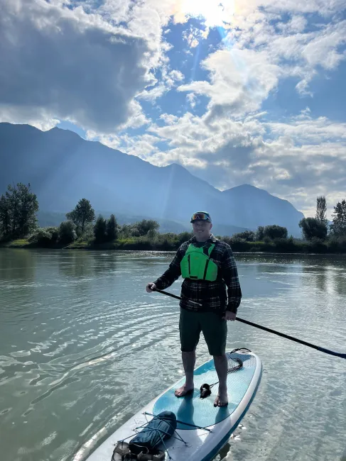 Author Paddleboarding Columbia River, Golden BC
