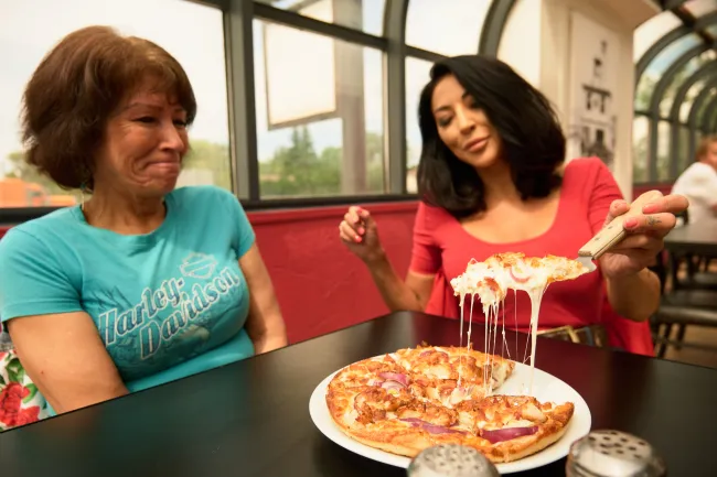 Cheesy pizza at Zayn's Diner Plus Vermilion Alberta