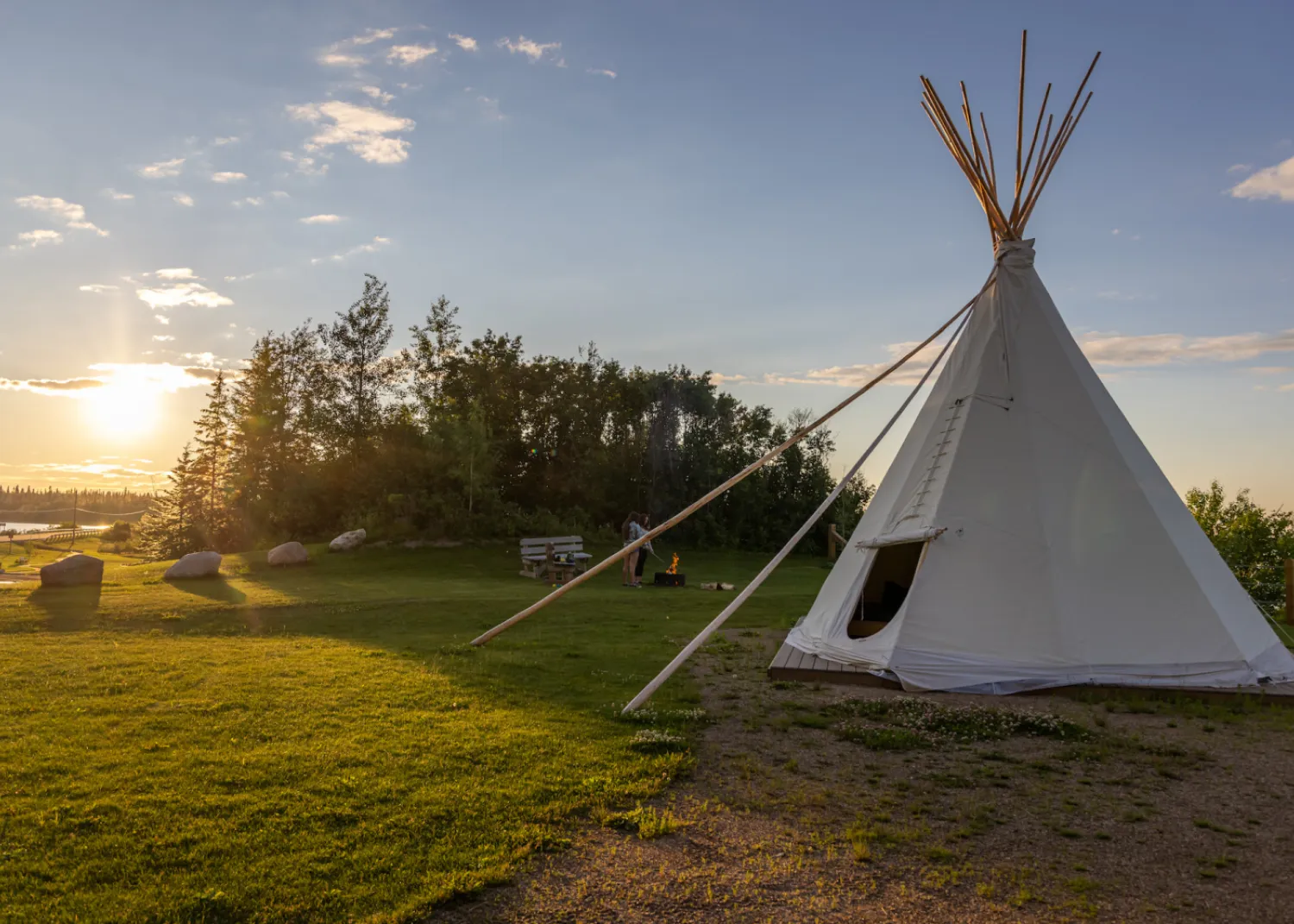 At SWCPP you can book a tipi with a view of the lake. / Paul Lavoie Tipi Camping Sir Winston Churchill Provincial Park Lac La Biche Alberta Paul Lavoie