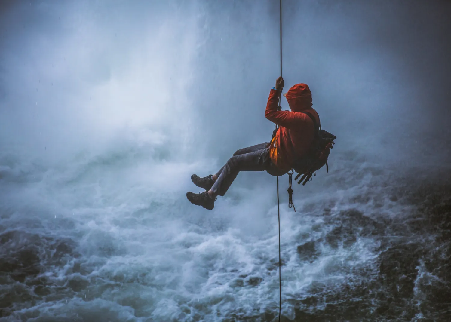 Tyler Edey (@tyleredey) rappelling Kakwa Falls